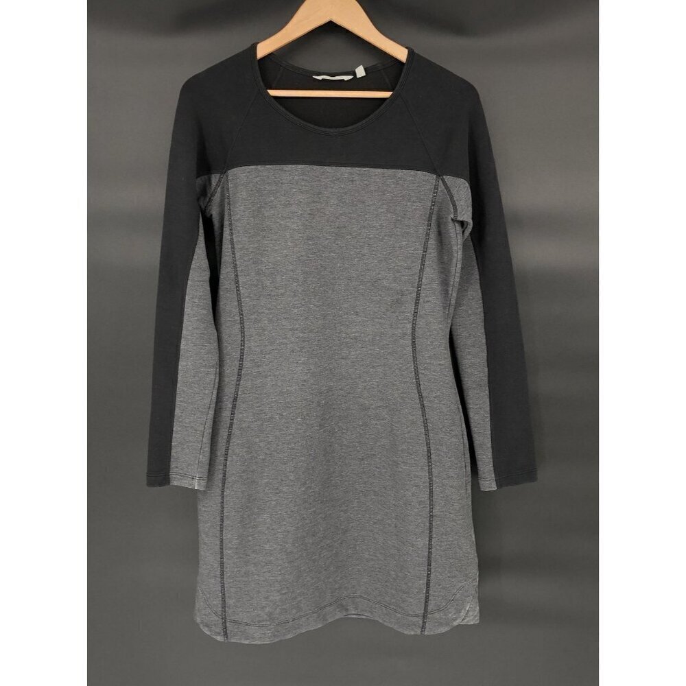 Athleta Long-Sleeve Dress Womens M Tencel Lyocell Blend Black Gray Athleisure